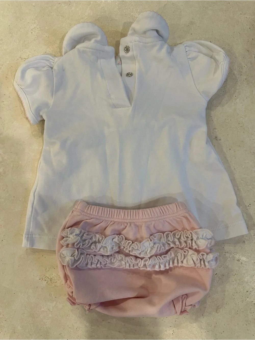 White and Pink Smocked Baby Matching Set
